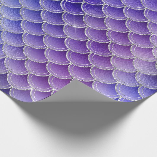 マーメイドはかりで測グリッターグレーブルーインディゴパープル ラッピングペーパー (角)