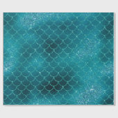 マーメイドはかりで測グリッターティール（緑がかった色）アクアトロピカル ラッピングペーパー (フラット)
