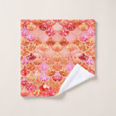 マーメイドはかりで測グリッター数々のピンクサンゴ バスタオルセット (ウォッシュタオル)