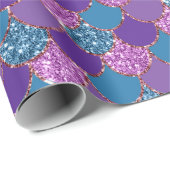 マーメイドはかりで測グリッター紫金ゴールドピンク ラッピングペーパー (ロールコーナー)