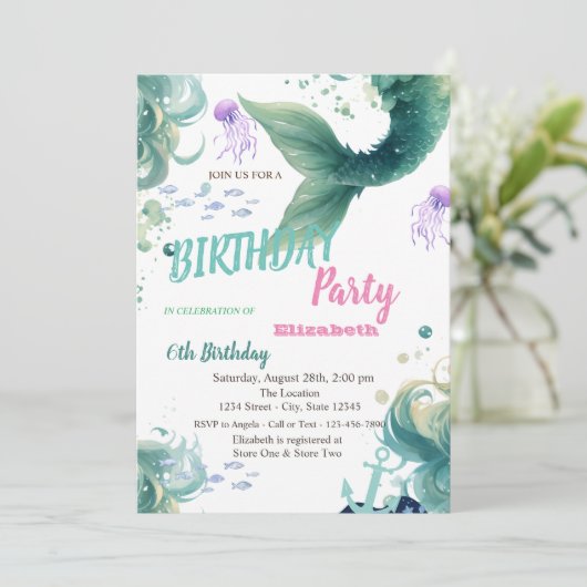 マーメイドはかりで測サマーバースデーパーティー 招待状 (スタンド正面)