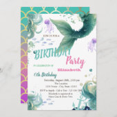 マーメイドはかりで測サマーバースデーパーティー 招待状 (正面/裏面)