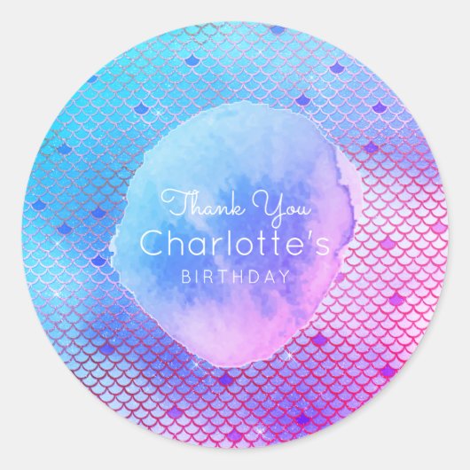 マーメイドはかりで測サンバースデーパーティーのお願い ラウンドシール (正面)