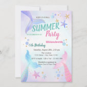 マーメイドはかりで測シースターズ誕生日パーティー 招待状 (正面)