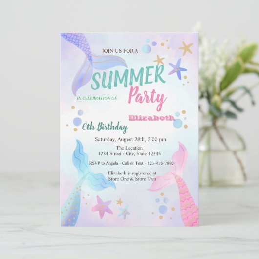 マーメイドはかりで測シースターズ誕生日パーティー 招待状 (スタンド正面)