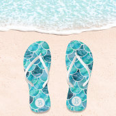 マーメイドはかりで測ターコイズアクアマリンモノグラム ビーチサンダル