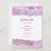 マーメイドはかりで測パステル子供の誕生日招待状 招待状 (正面)