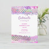 マーメイドはかりで測パステル子供の誕生日招待状 招待状 (スタンド正面)