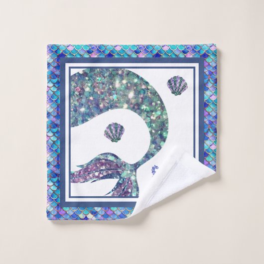 マーメイドはかりで測パタモノグラムのーン女子の名前 バスタオルセット (ウォッシュタオル)