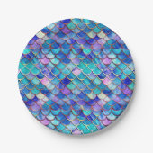 マーメイドはかりで測パターン小さな女の子誕生日パーティー ペーパープレート (正面)