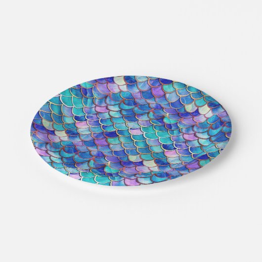 マーメイドはかりで測パターン小さな女の子誕生日パーティー ペーパープレート (アングル)