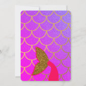 マーメイドはかりで測ピンクパープルグリッター誕生日 招待状 (裏面)