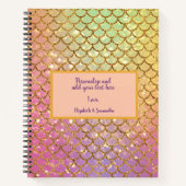 マーメイドはかりで測ピンクパープルシー文字 ノートブック (正面)