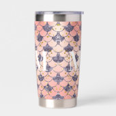 マーメイドはかりで測ピンクパープルモノグラムイニシャル 保温保冷タンブラー (左面)