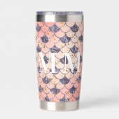 マーメイドはかりで測ピンクパープルモノグラムイニシャル 保温保冷タンブラー (背面)