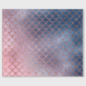 マーメイドはかりで測ピンクローズグリッターネイビーブライダルバラ ラッピングペーパー (フラット)