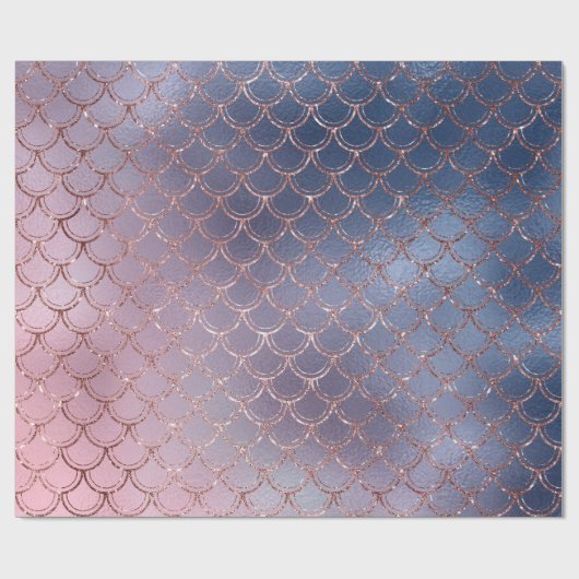 マーメイドはかりで測ピンクローズグリッターネイビーブライダルバラ ラッピングペーパー (フラット)