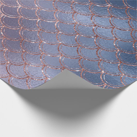 マーメイドはかりで測ピンクローズグリッターネイビーブライダルバラ ラッピングペーパー (角)