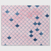 マーメイドはかりで測ピンクローズグリッターブルーネイビースパーク ラッピングペーパー (フラット)