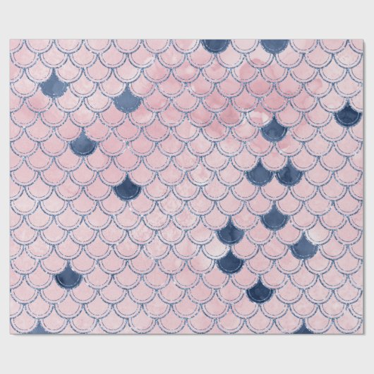 マーメイドはかりで測ピンクローズグリッターブルーネイビースパーク ラッピングペーパー (フラット)