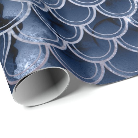 マーメイドはかりで測ピンクローズグリッターブルーネイビーブライダル ラッピングペーパー (ロールコーナー)