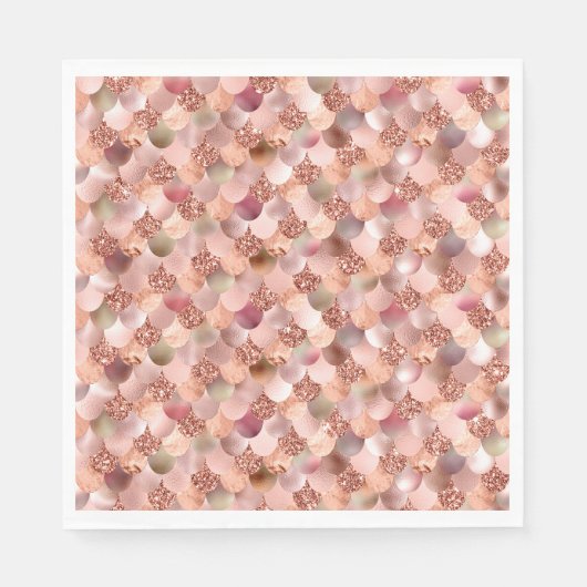 マーメイドはかりで測ピンクローズ金ゴールドグリッターピンク銅 スタンダードランチョンナプキン (正面)