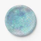 マーメイドはかりで測ブルー金ゴールドシーバースデーパーティー ペーパープレート (正面)