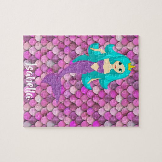 マーメイドはかりで測プリンセスピンパープルガール名 ジグソーパズル (横)