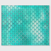 マーメイドはかりで測ユニコーンアクアミントグリーンブルーグラ ラッピングペーパー (フラット)