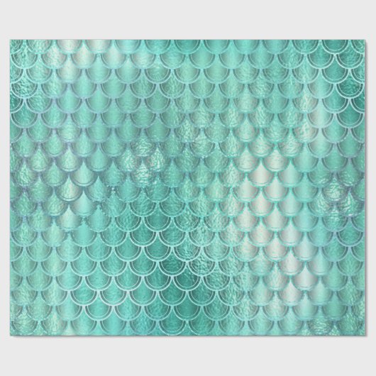 マーメイドはかりで測ユニコーンアクアミントグリーンブルーグラ ラッピングペーパー (フラット)