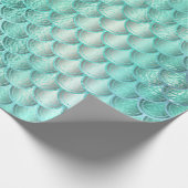 マーメイドはかりで測ユニコーンアクアミントグリーンブルーグラ ラッピングペーパー (角)