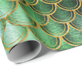 マーメイドはかりで測ユニコーンメタリックエメラルド金ゴールドグリーン ラッピングペーパー (ロールコーナー)