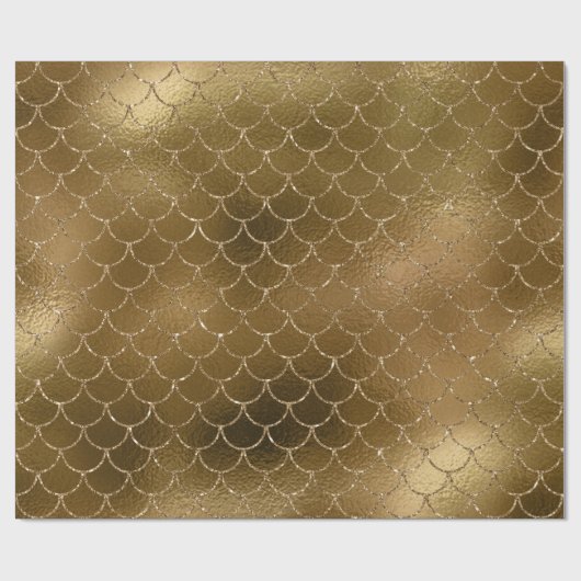 マーメイドはかりで測ユニコーンメタリックグリッター金ゴールドセピア ラッピングペーパー (フラット)