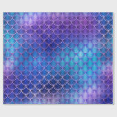 マーメイドはかりで測ユニコーンメタリックブルーネイビーピンク ラッピングペーパー (フラット)