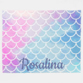 マーメイドはかりで測名ガーリー フリースブランケット (正面(横))