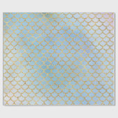 マーメイドはかりで測金ゴールドグリッターアイスブルー ラッピングペーパー (フラット)