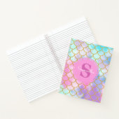 マーメイドはかりで測金ゴールドグリッターパターンピンクモノグラム ノートブック (内部)