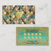 マーメイドはかりで測金ゴールドグリッター顧客ロイヤリティ ロイヤリティカード (正面/裏面)