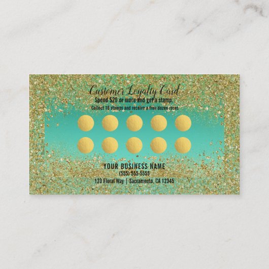 マーメイドはかりで測金ゴールドグリッター顧客ロイヤリティ ロイヤリティカード (裏面)