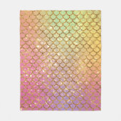 マーメイドはかりで測金ゴールドピンク紫グリーン フリースブランケット (正面)