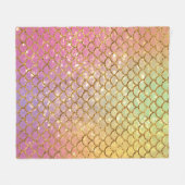 マーメイドはかりで測金ゴールドピンク紫グリーン フリースブランケット (正面(横))