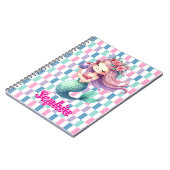 マーメイドはピンクの名前パターンをブロック ノートブック (左側)