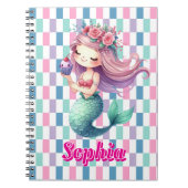 マーメイドはピンクの名前パターンをブロック ノートブック (正面)