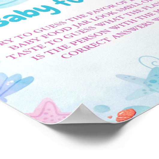 マーメイドはベビー食べ物の赤ちゃんシャワーゲームの看板を推測 ポスター (角)