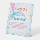 マーメイドはベビー食べ物の赤ちゃんシャワーゲームの看板を推測 台座サイン (正面)