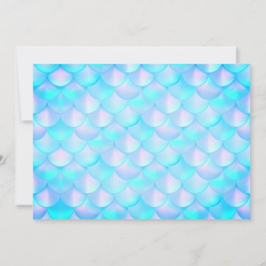 マーメイドまたはアンダーザシーアクアティール（緑がかった色）誕生日写真 招待状 (裏面)