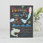 マーメイドまたはシャーク共同Edジョイント誕生日 招待状 (スタンド正面)