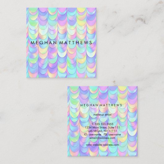 マーメイドまたはドラゴンはかりで測美しいメイクアップアーティスト スクエア名刺 (正面/裏面)