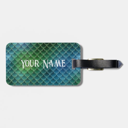 マーメイドをテーマにしたグリーンと金ゴールド ラゲッジタグ (裏面横)