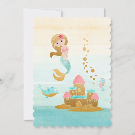 マーメイドをテーマにしたパーティー3rd誕生日招待状 招待状 (裏面)